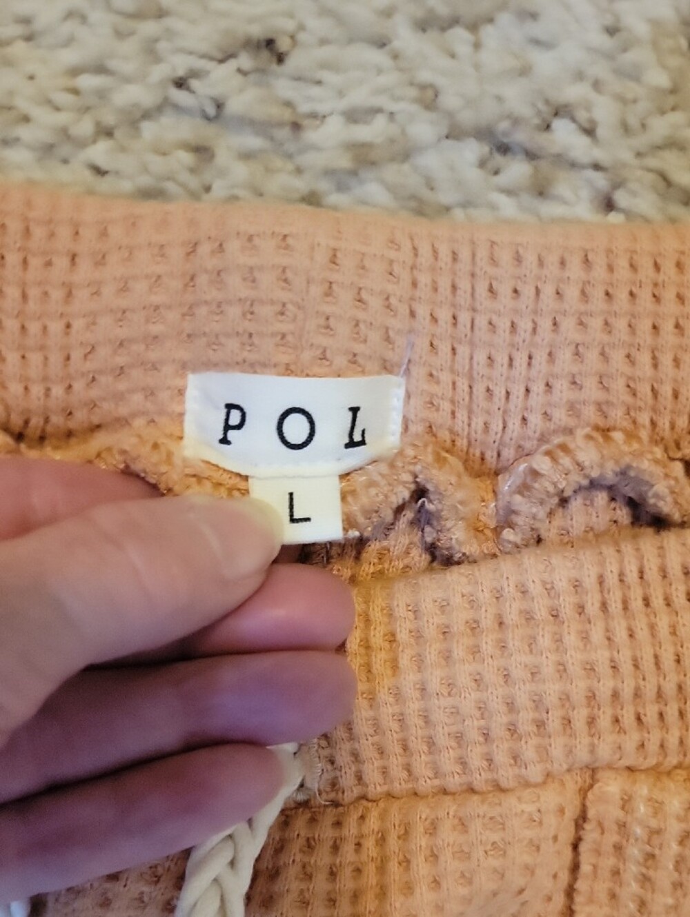POL Peach Waffle Joggers with Floral Patchwork NWT - Picture 5 of 8